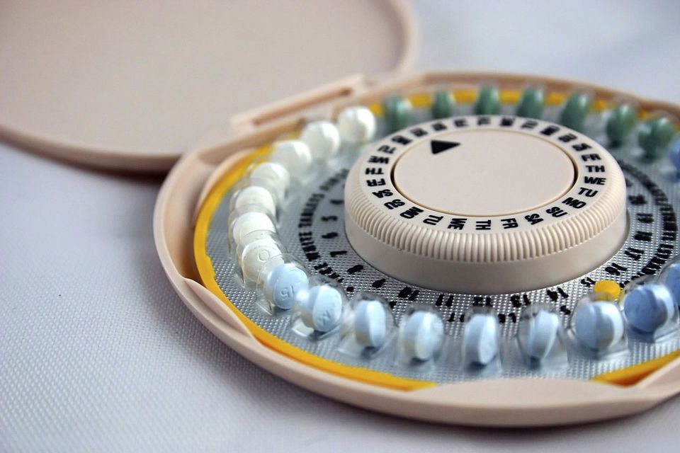Close up of birth control pills